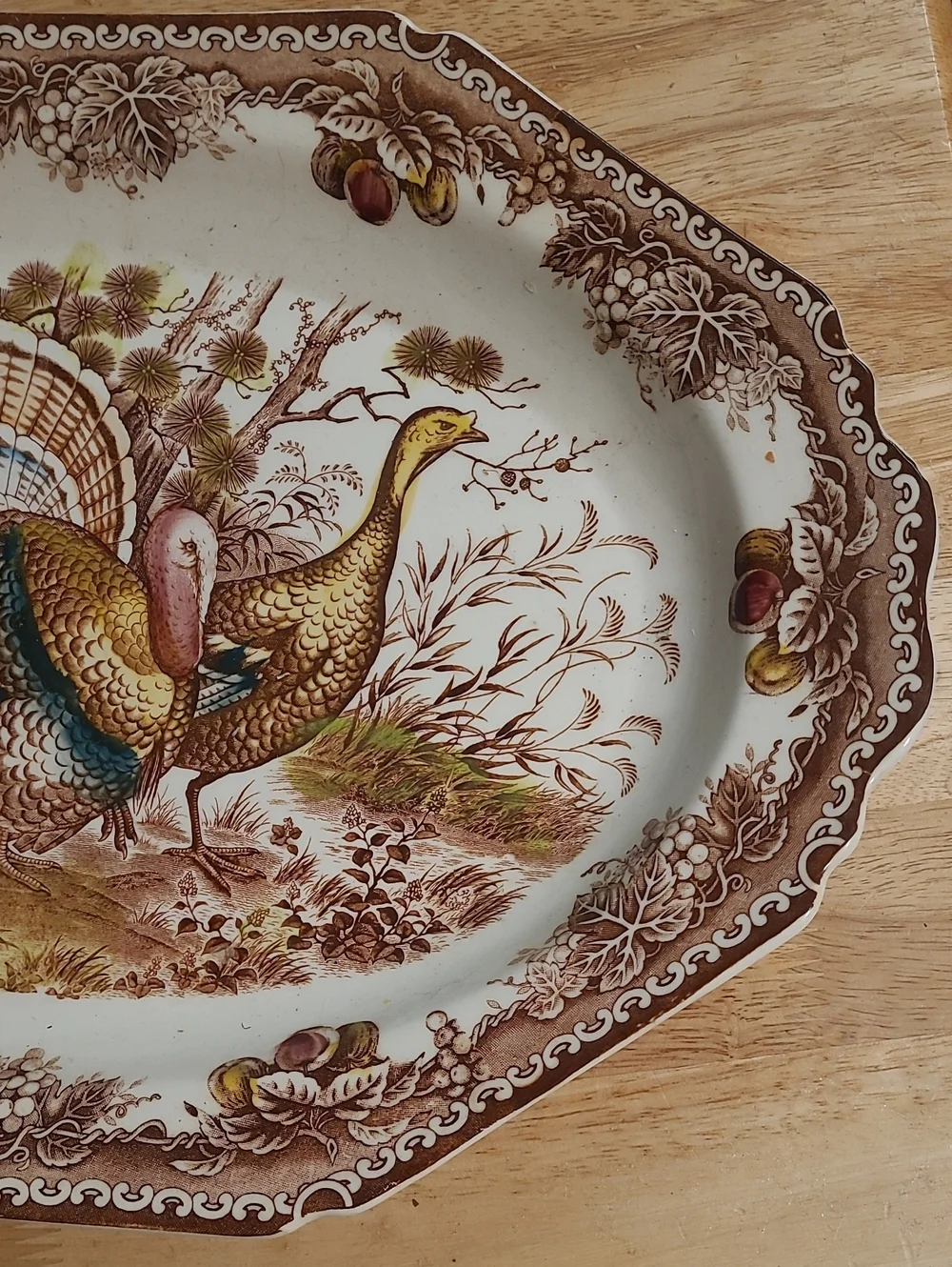Decorative Turkey Ceramic Serving Platter - Brown & Multicolor